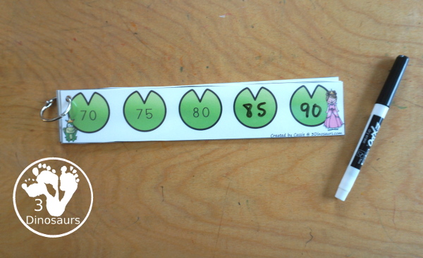 Free Frog Prince Skip Counting Strips Printables - 4 skip counting strips for skip counting by 2, 5 and 10. Easy way to work on skip counting forward and then skip counting the missing numbers or writing them on the strips with a matching worksheet. - 3Dinosaurs.com