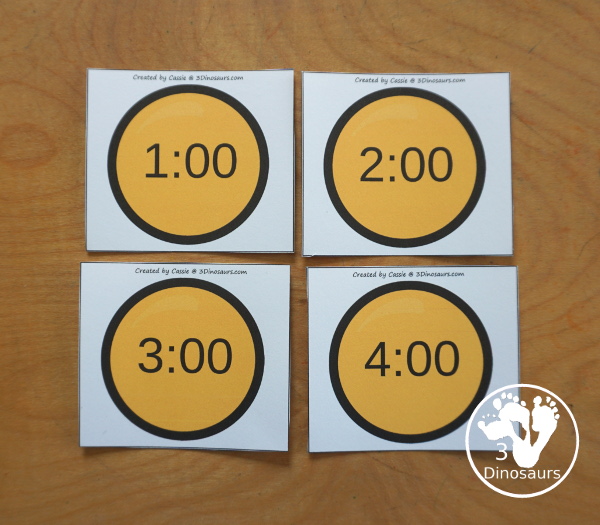 Free Frog Prince Telling Time Matching Cards - with hourly matching cards with analog clock and digital clock with 12 matching cards for each of the hours on a clock  - 3Dinosaurs.com