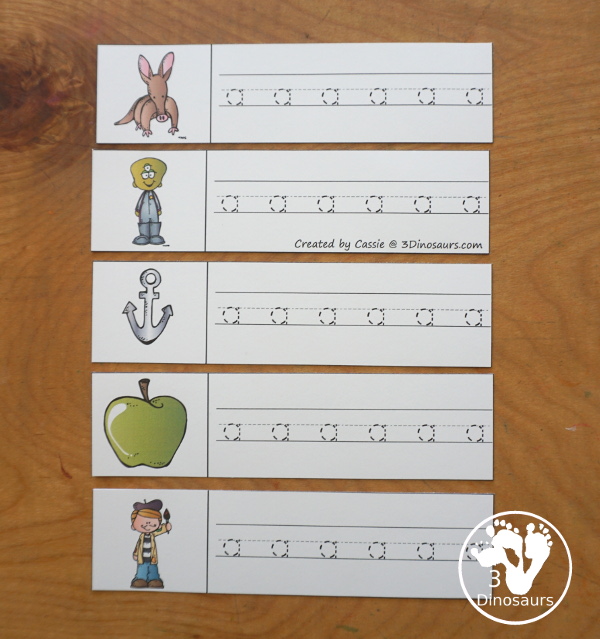 Free Alphabet Stomping Phonics A PreK-Kinder Pack - a fun letter pack with cards, puzzles, pictures, matching, color and all working on the Letter A. An easy, fun learning pack for the Letter A. - 3Dinosaurs.com