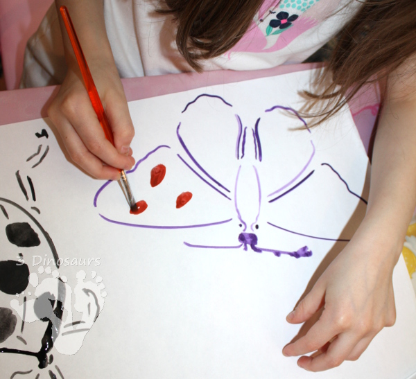 Watercolor Bugs with Stencils - a fun fine motor painting activity for kids to do - 3Dinosaurs.com
