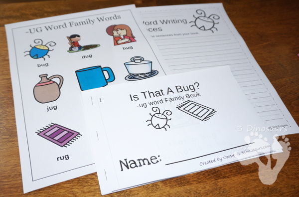 UG Easy Reader Book and Activities - 40 pages if hands-on and no-prep activities for the ug words family words - 3Dinosaurs.com