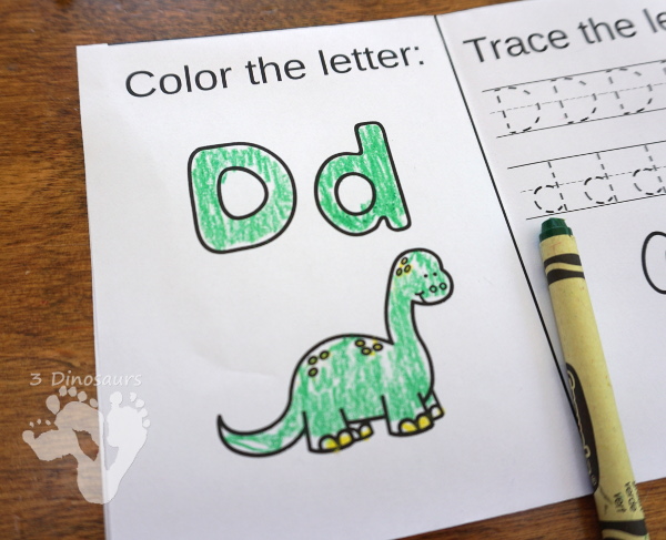 ABC Folding Book: Dot Trace & Color - all 26 letters in fun folding books for kids to use! These are great for a quick review or introduction and make great centers for kids - 3Dinosaurs.com