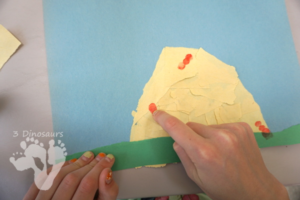Torn Paper Ant Hills With Fingerprint Ants - Easy to make ant craft for kids - 3Dinosaurs.com