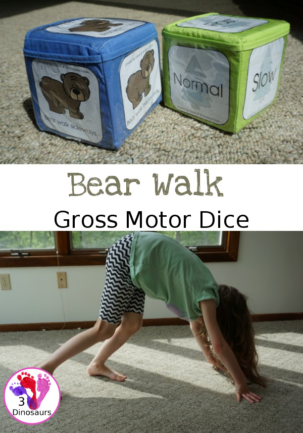 Free Bear Walk Gross Motor Dice - 3 movements with speed dice included with dice and dice incerts - 3Dinosaurs.com