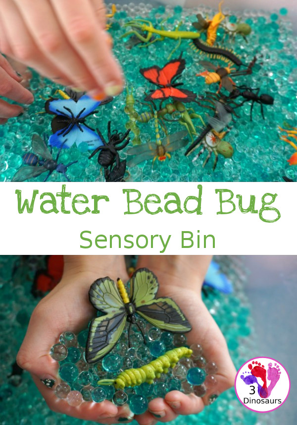 Water Bead Bug Sensory Bin - a fun easy sensory activity that kids can have fun exploring with - 3Dinosaurs.com