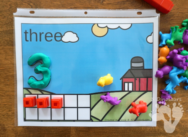 Free Hands-On Farm Counting Mats: 1 to 10 - 10 different mats with loads of farm animals - 3Dinosaurs.com