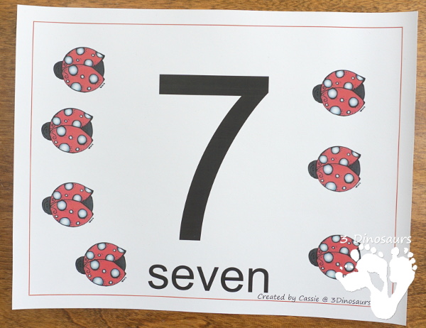 Free Ladybug Floor Numbers 1 to 10 - ten mats with numbers 1 to 10 and matching ladybugs that count up to that number - 3Dinosaurs.com