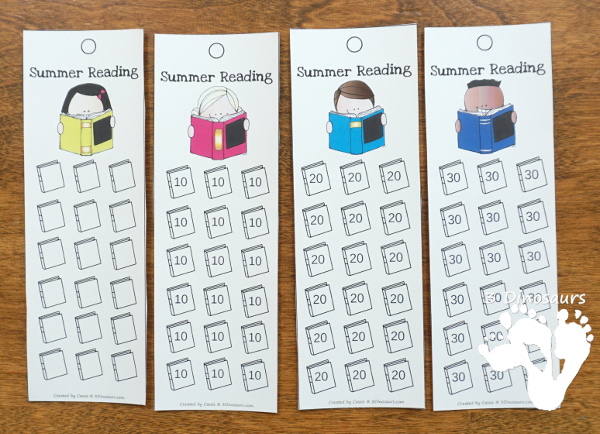 Free Summer Reading Bookmarks - 4 levels of reading fun for kids to explore this summer - 3Dinosaurs.com