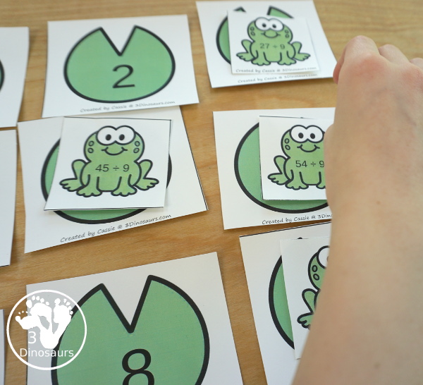 Free Frog Themed Division Sorting - work on division from 1 to 12 with two sizes of sorting mats with 12 cards for each number. There is also a recording sheet.  - 3Dinosaurs.com