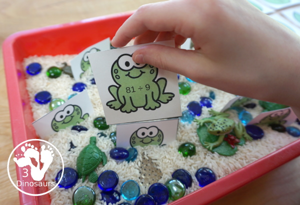 Free Frog Themed Division Sorting - work on division from 1 to 12 with two sizes of sorting mats with 12 cards for each number. There is also a recording sheet.  - 3Dinosaurs.com