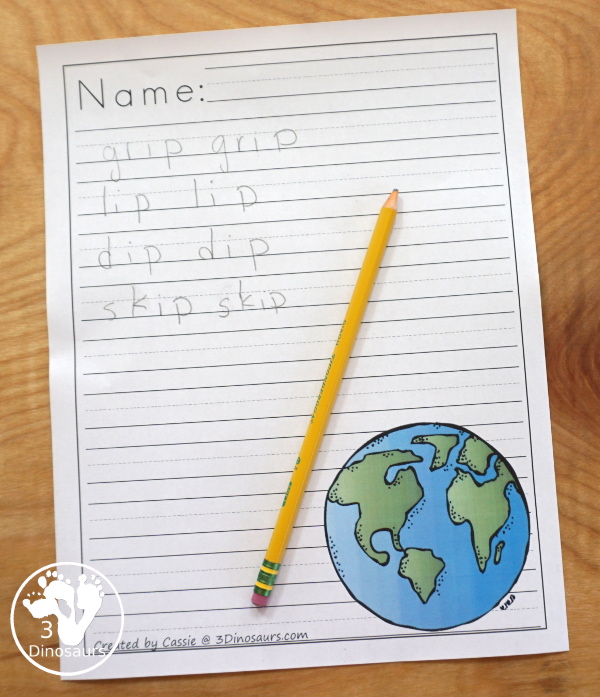 Free Space Themed Hands-On Mat for Making IP Word Family Words - a fun way to work on building the different types of ip words with a space theme - 3Dinosaurs.com