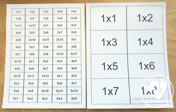 Free Mini Multiplication Flashcards - really small flashcards that work great in sensory bins or bottles and a fun and different way to work on multiplication.  - 3Dinosaurs.com