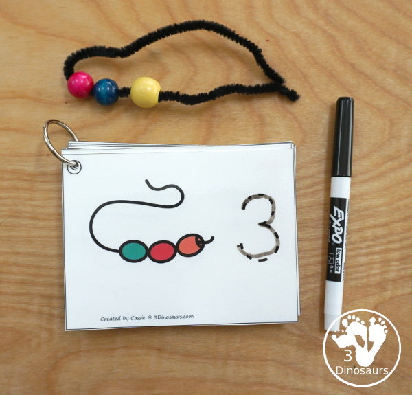 Free Handwriting: Number Tracing Cards For 1 to 31 - number digit with 1 to 31 with two options just number and numbers and matching pictures - 3Dinosaurs.com