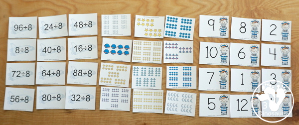 Free Space Theme Division by 8 Matching - 3Dinosaurs.com