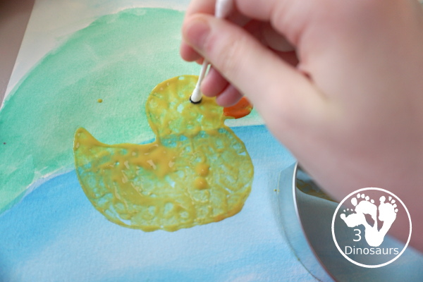 Duck Pond Painting with Cookie Cutters - easy watercolor and painting project for kids with cookie cutters - simple and easy to do! - 3Dinosaurs.com