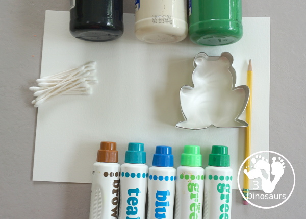Frog Cookie Cutter Painting - a fun q-tip and dot marker pond painting that is super fun for kids to do - 3Dinosaurs.com