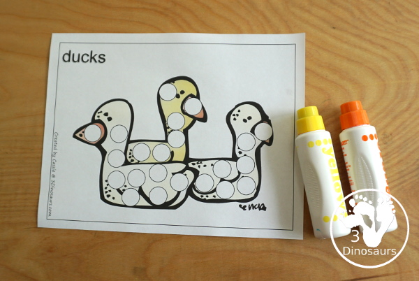 Free Pond Dot Markers - with several pond animals that go great with the book Jump Frog Jump - a fun set of fine motor mats - 3Dinosaurs.com