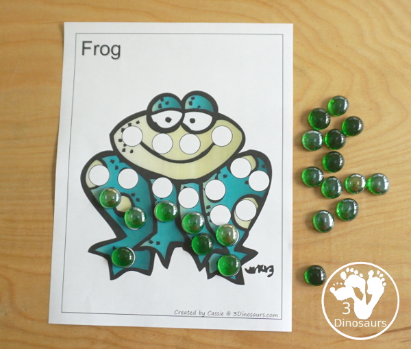 Free Pond Dot Markers - with several pond animals that go great with the book Jump Frog Jump - a fun set of fine motor mats - 3Dinosaurs.com