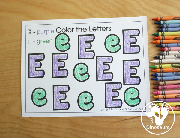 Free Romping & Roaring E Pack Letter Pack: E is for Elephant - a letter E pack that has prewriting, finding letters, tracing letters, coloring pages, shapes, puzzles, and more to help kids learn their letter of the alphabet - 3Dinosaurs.com