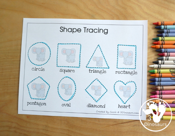 Free Romping & Roaring E Pack Letter Pack: E is for Elephant - a letter E pack that has prewriting, finding letters, tracing letters, coloring pages, shapes, puzzles, and more to help kids learn their letter of the alphabet - 3Dinosaurs.com