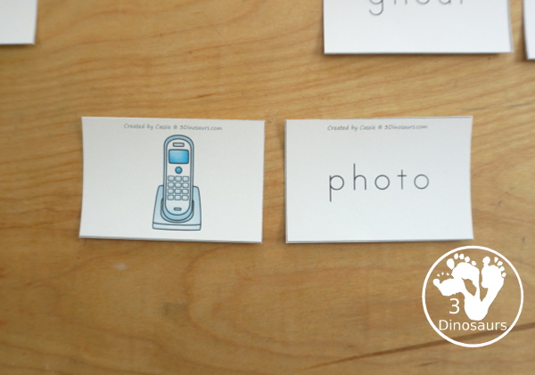 Free Digraph Matching Cards - 20 sets of cards for matching picture and beginning word blends plus see ways to use them - 3Dinosaurs.com