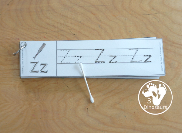 Free Baseball ABC Tracing Strips - with all 26 letters of the alphabet with uppercase and lowercase tracing together to work on letter handwriting. Plus an example of how to trace the letters - 3Dinosaurs.com