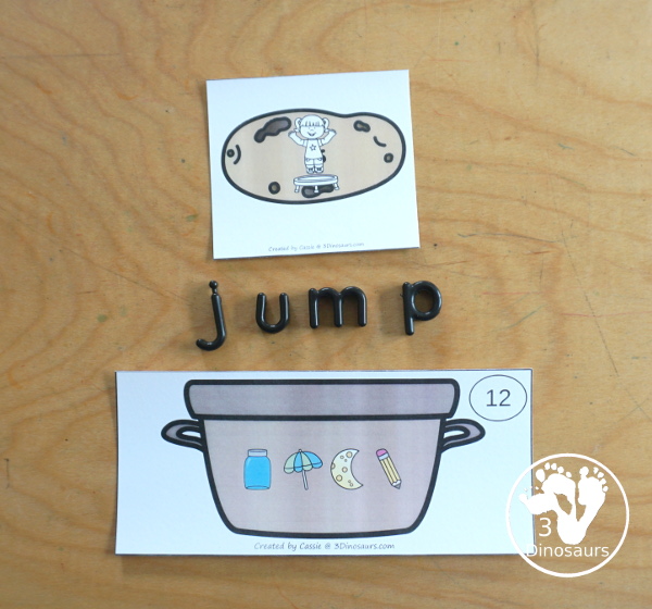 Free Garden CVCC Break The Code Printable - It has 12 baskets with matching CVCC picture and a recording sheet - a fun set of printables to work on sounds of letters - 3Dinosaurs.com