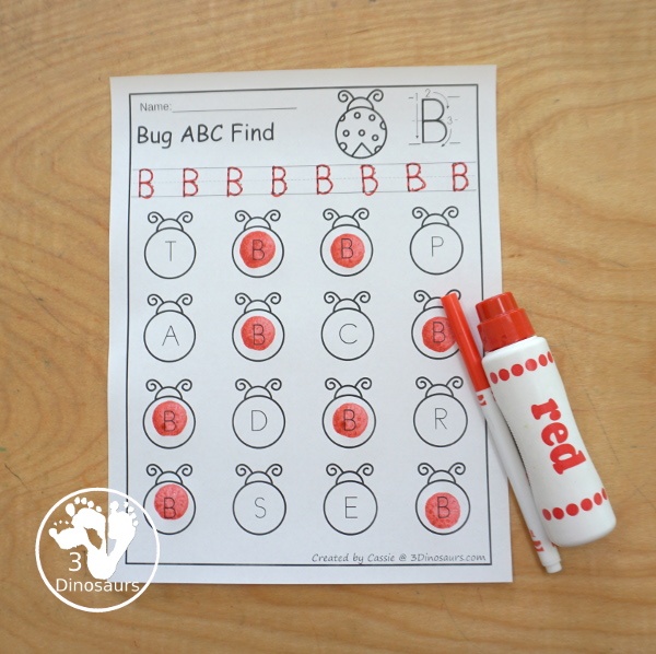 Easy No-Prep Bug ABC Find - easy no-prep printables with a fun bug theme 52 pages with uppercase and lowercase $ - 3Dinosaurs.com
