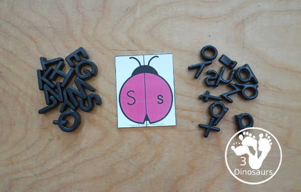 Free Ladybug ABC Matching Puzzles - with two pieces puzzles matching uppercase letters and lowercase letters - 3Dinosaurs.com