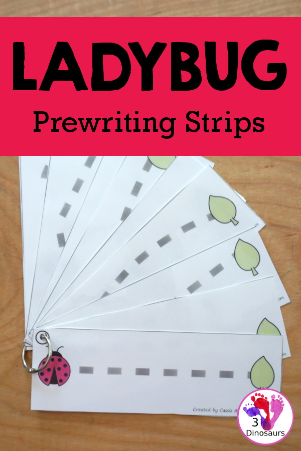 Free Ladybug Prewriting Strip Printables With Thick Prewriting Lines with 10 prewriting strips with different lines for kids to trace with thick lines for kids just starting with prewriting - 3Dinosaurs.com