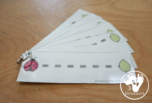 Free Ladybug Prewriting Strip Printables With Thick Prewriting Lines with 10 prewriting strips with different lines for kids to trace with thick lines for kids just starting with prewriting - 3Dinosaurs.com