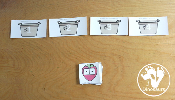 Free Strawberry Number Sense from 1 to 20 with matching several different number types to the numerical number including tally marks, dominos, ten frames, and dice  - 3Dinosaurs.com