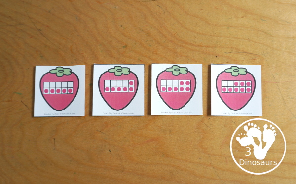 Free Strawberry Number Sense from 1 to 20 with matching several different number types to the numerical number including tally marks, dominos, ten frames, and dice  - 3Dinosaurs.com