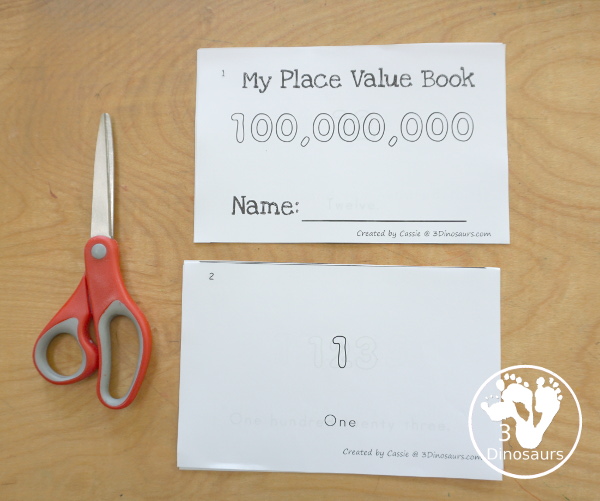 Free My Place Value Book - from ones to 100 million 10 page book. You start with only the ones place and work to 100 million in the book. - 3Dinosaurs.com