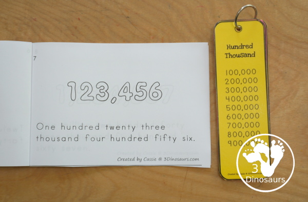 Free My Place Value Book - from ones to 100 million 10 page book. You start with only the ones place and work to 100 million in the book. - 3Dinosaurs.com