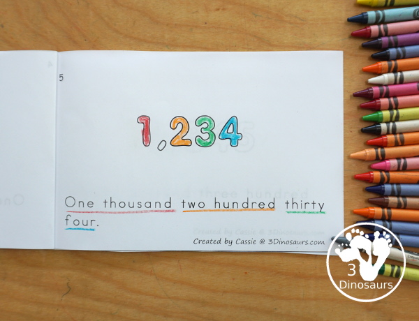 Free My Place Value Book - from ones to 100 million 10 page book. You start with only the ones place and work to 100 million in the book. - 3Dinosaurs.com