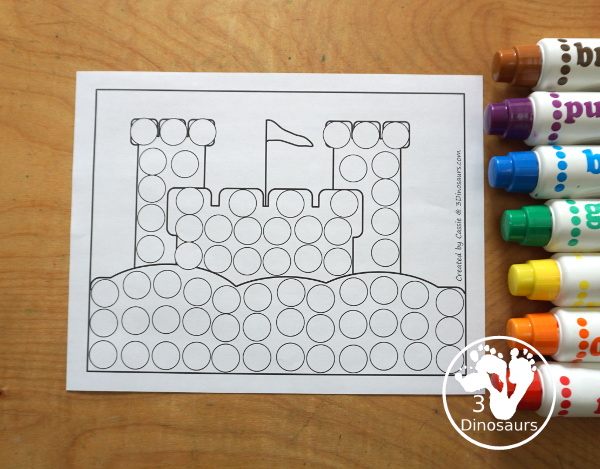 Free Sandcastle Fine Motor Mats - you have a sandcastle template, sandcastle tracing, and sandcastle dot marker page all to work on fine motor skills this summer. - 3Dinosaurs.com