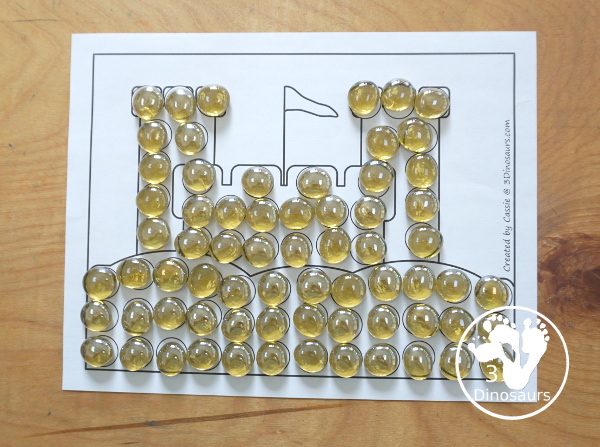 Free Sandcastle Fine Motor Mats - you have a sandcastle template, sandcastle tracing, and sandcastle dot marker page all to work on fine motor skills this summer. - 3Dinosaurs.com