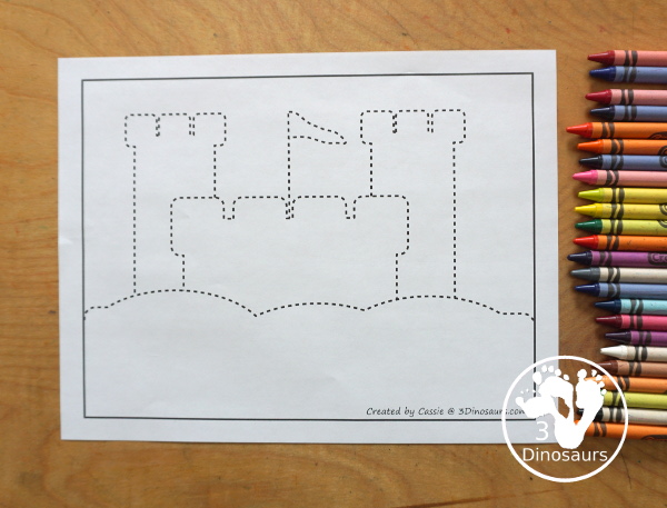 Free Sandcastle Fine Motor Mats - you have a sandcastle template, sandcastle tracing, and sandcastle dot marker page all to work on fine motor skills this summer. - 3Dinosaurs.com