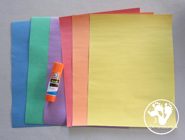 Torn Paper Flowers - a fun torn paper craft that kids can do with glue and construction paper. A simple flower craft for kids in preschool and prek. 3Dinosaurs.com