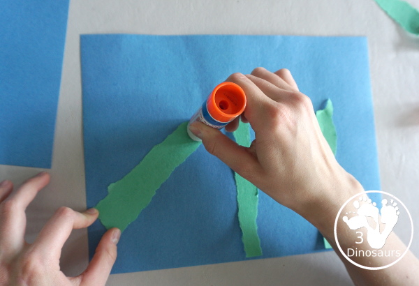 Torn Paper Flowers - a fun torn paper craft that kids can do with glue and construction paper. A simple flower craft for kids in preschool and prek. 3Dinosaurs.com