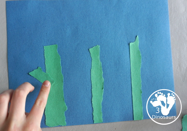 Torn Paper Flowers - a fun torn paper craft that kids can do with glue and construction paper. A simple flower craft for kids in preschool and prek. 3Dinosaurs.com