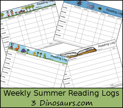 Free Weekly Summer Reading Charts - 3Dinosaurs.com