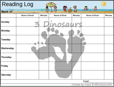 Free Weekly Summer Reading Charts - 3Dinosaurs.com