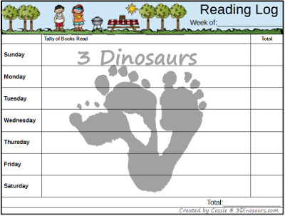 Free Weekly Summer Reading Charts - 3Dinosaurs.com