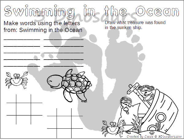 Free Ocean Themed Placemats - 4 different placemats to pick from - 3Dinosaurs.com