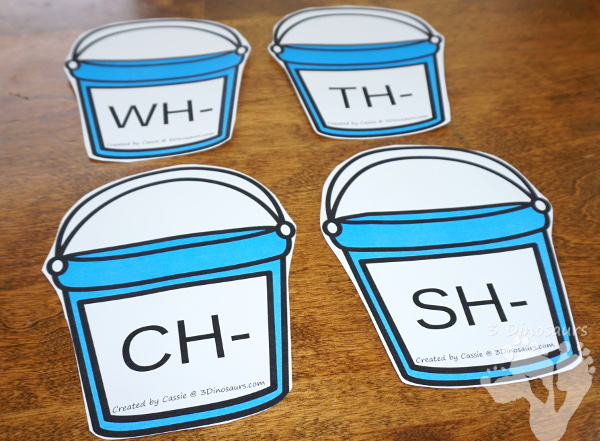 FREE Fun Hands-On Beach Digraph Sorting - with digraphs: ch, sh, th and wh - 3Dinosaurs.com