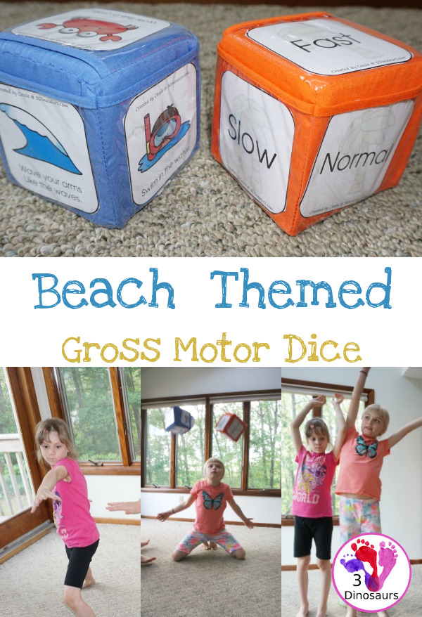 Free Beach Themed Gross Motor Dice - 3Dinosaurs.com