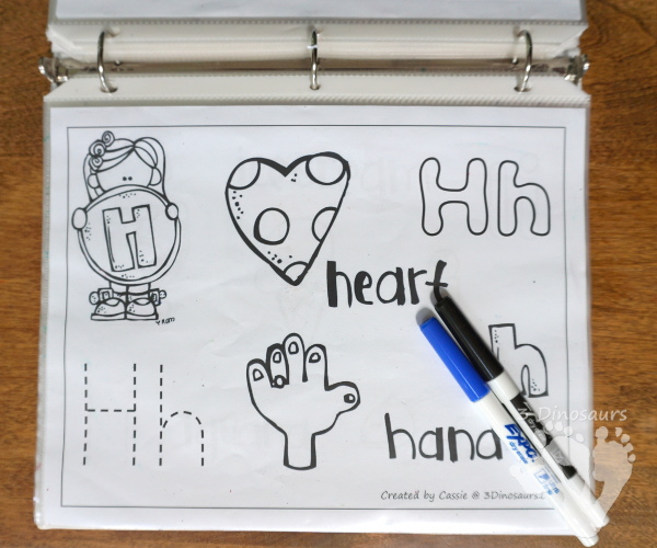 Free ABC Coloring Pages - has all 26 letters in a easy to use no-prep printable - 3Dinosaurs.com