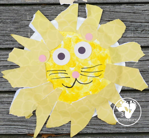Easy To Make Paper Plate Lion - made with paper plates and torn paper, a fun craft for a zoo theme  - 3Dinosaurs.com 